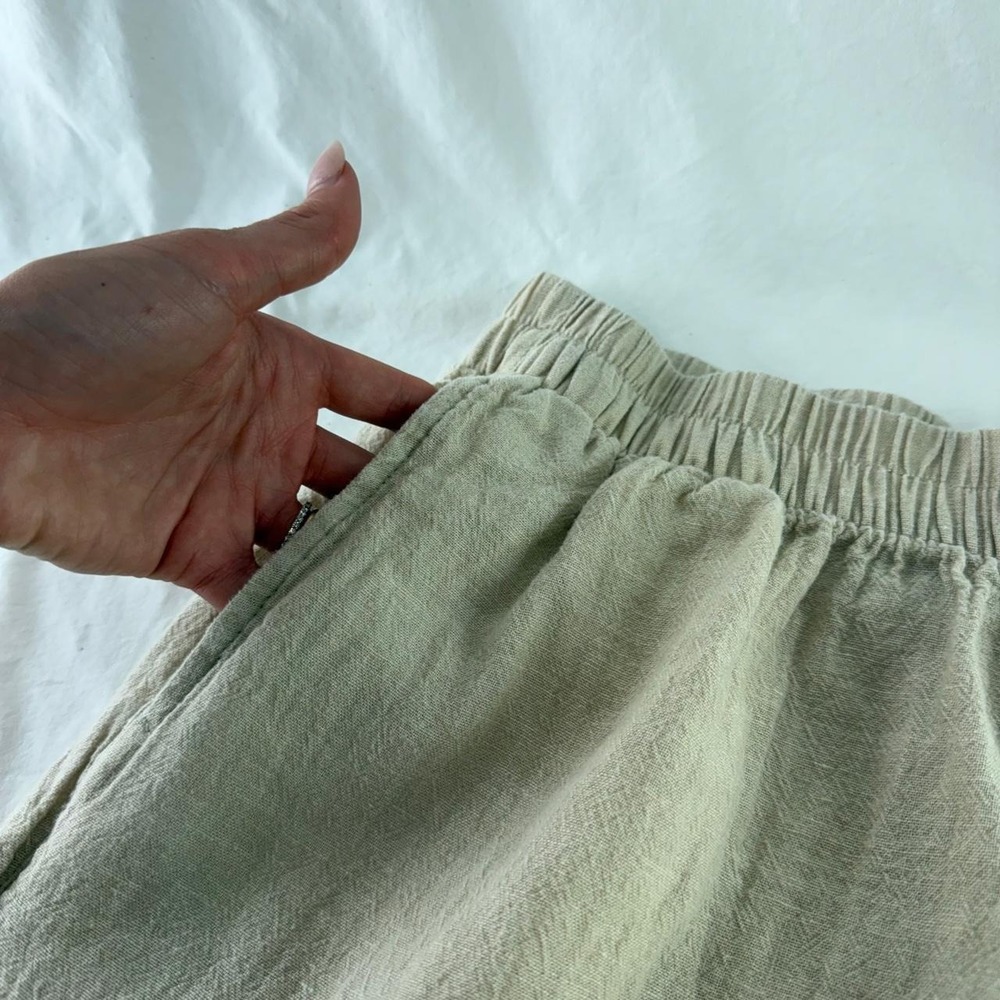 Old Navy Beige Super Wide Leg Linen Blend Pants Womens S Old Money Beach Resort - Picture 3 of 8